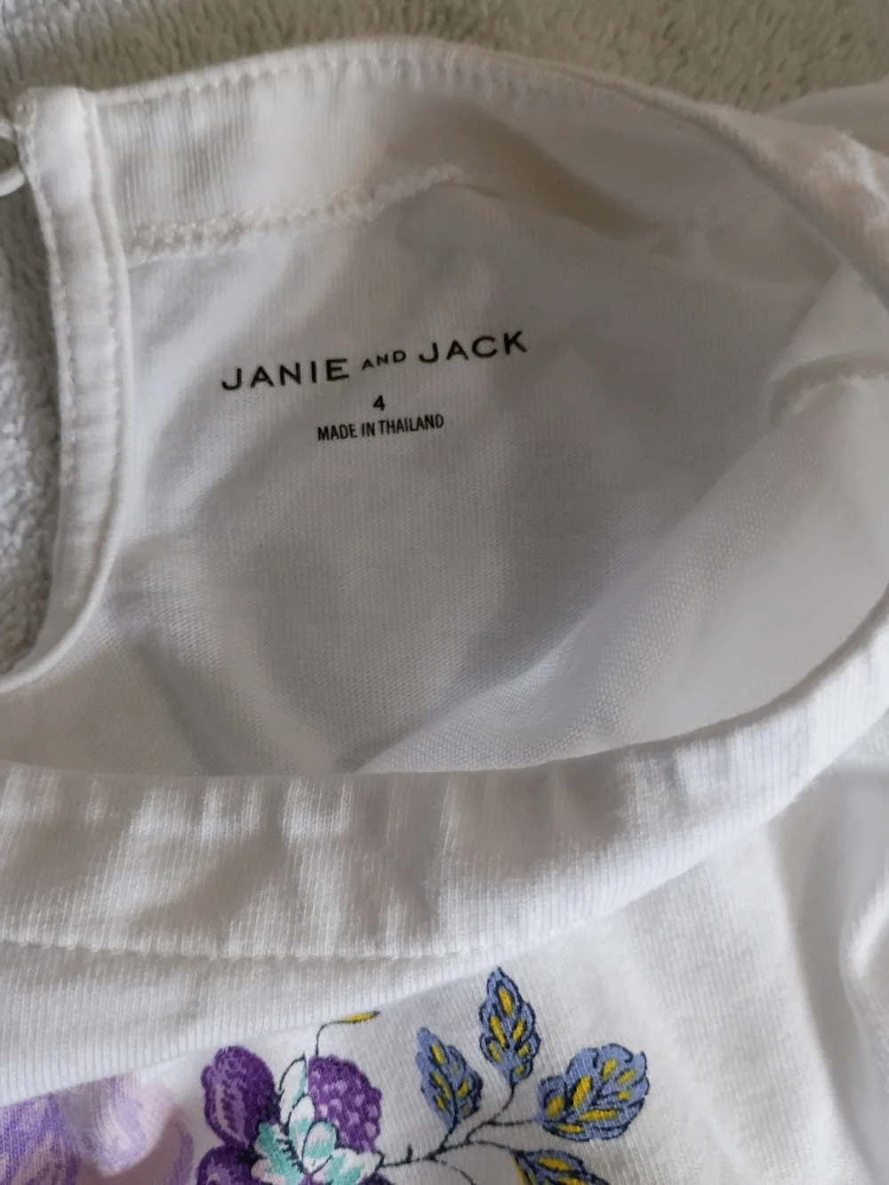 Janie and Jack White Top with Purple Floral Embroidery - Picture 5 of 5